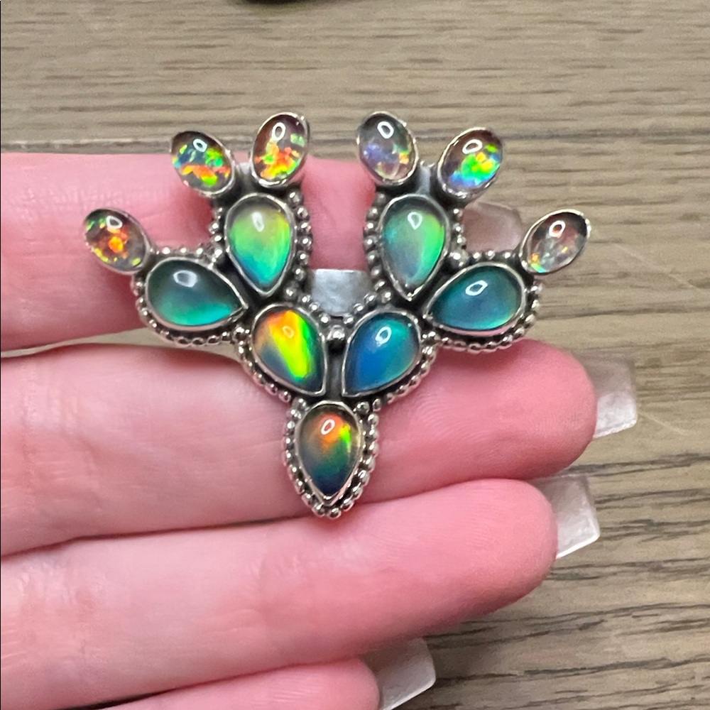 Balloon Opal Cactus Sterling Ring